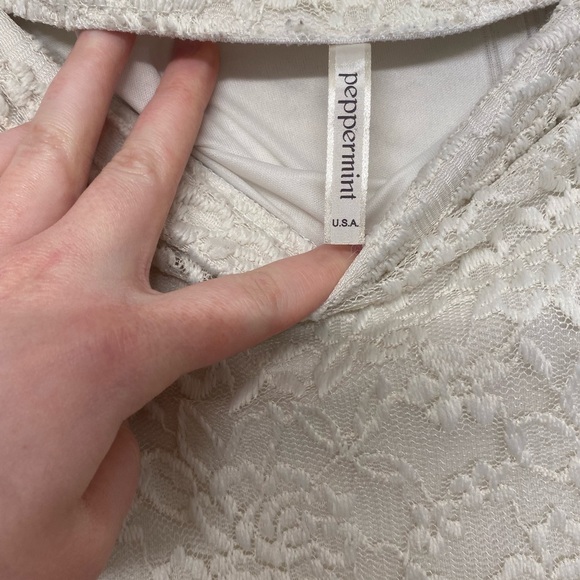 Peppermint Floral Lace Pencil Skirt - Cream - Picture 4 of 5